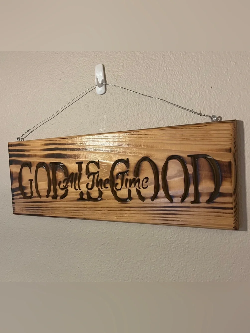 Wooden 'God Is Good All The Time' Cutout Wall Sign - Brown